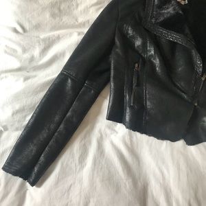 Faux Leather Faux Fur Jacket